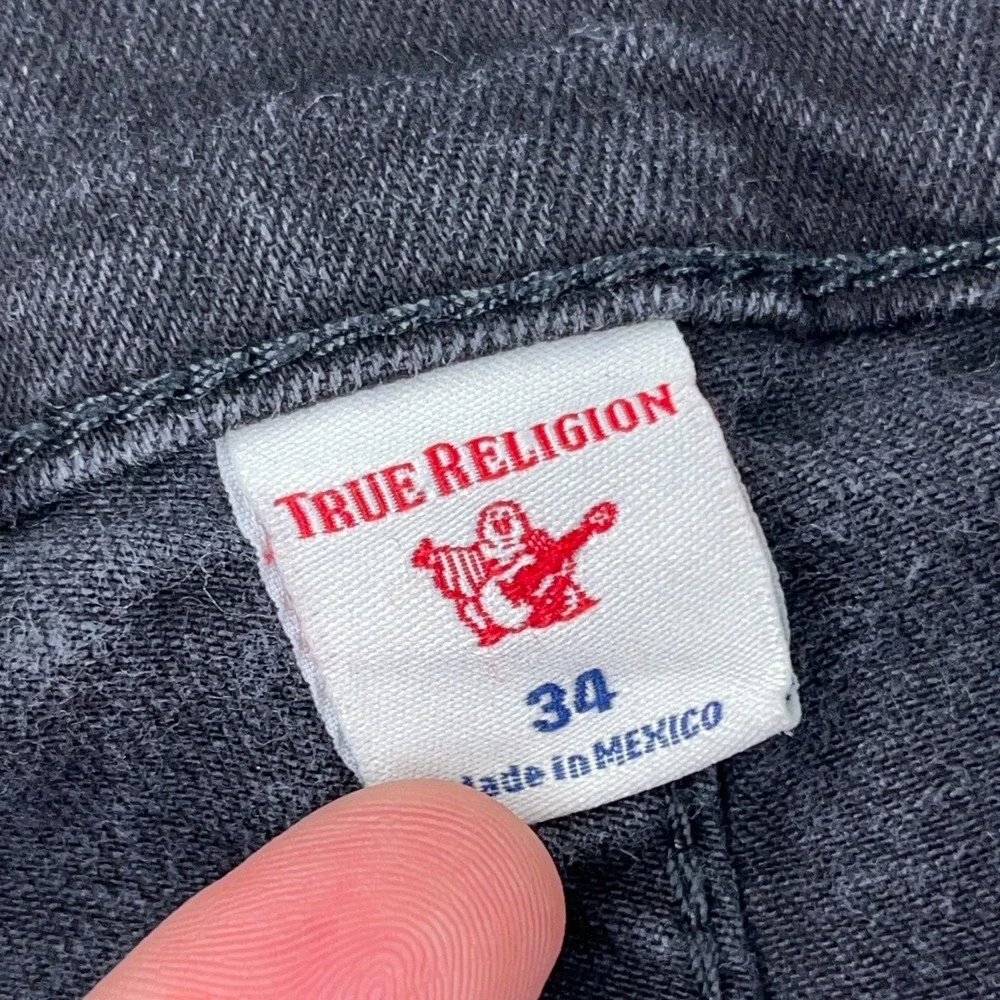 True Religion Jeans Men 34X32 Black Denim Geno Relaxed Slim Fit Black Wash Adult